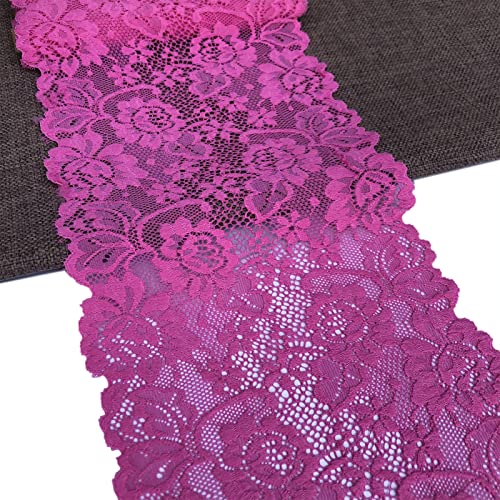 Lumket 6 Inches Wide Hot Pink Stretch Lace Fabric For Bridal Wedding Decorations, Sewing Diy Making And Diy Crafts-5 Yards(7227 Hot Pink) #TOP2
