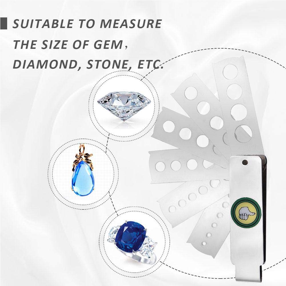 Strumento di misurazione gemma, strumento di misurazione del calibro del ventilatore del diamante Accessorio dell'attrezzatura di gioielleria per la misura della dimensione di gemma, diamante, pietra