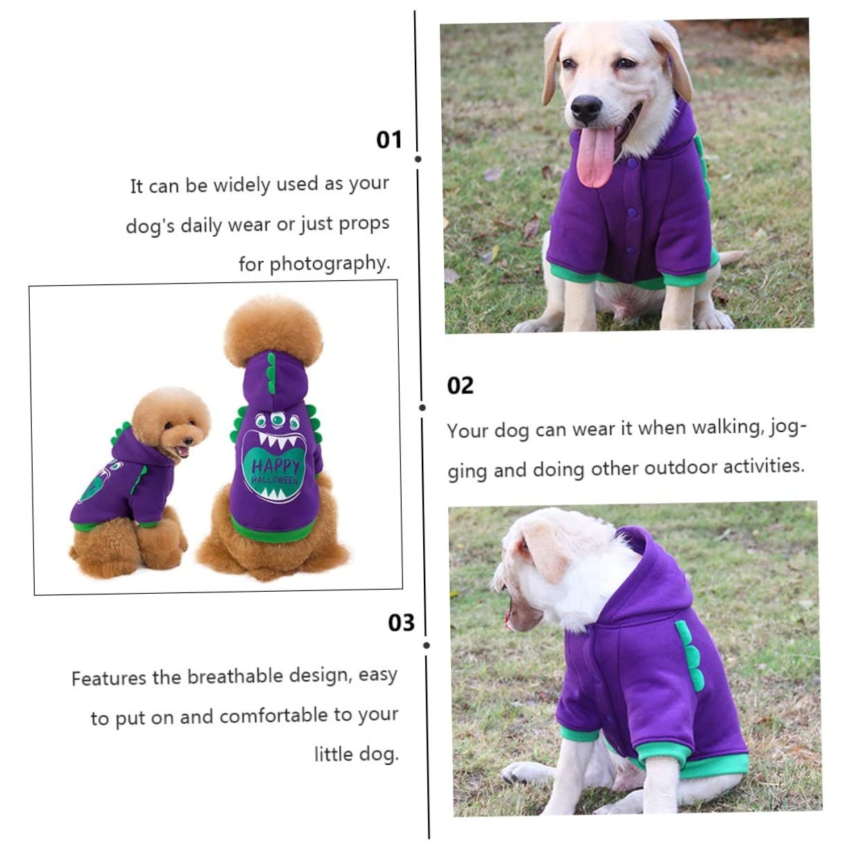 BESPORTBLE 3piezas Disfraz De Halloween para Perro Ropa Divertida para Mascotas Traje De Halloween para Perros para Fotografía y Uso Diario Talla Mediana