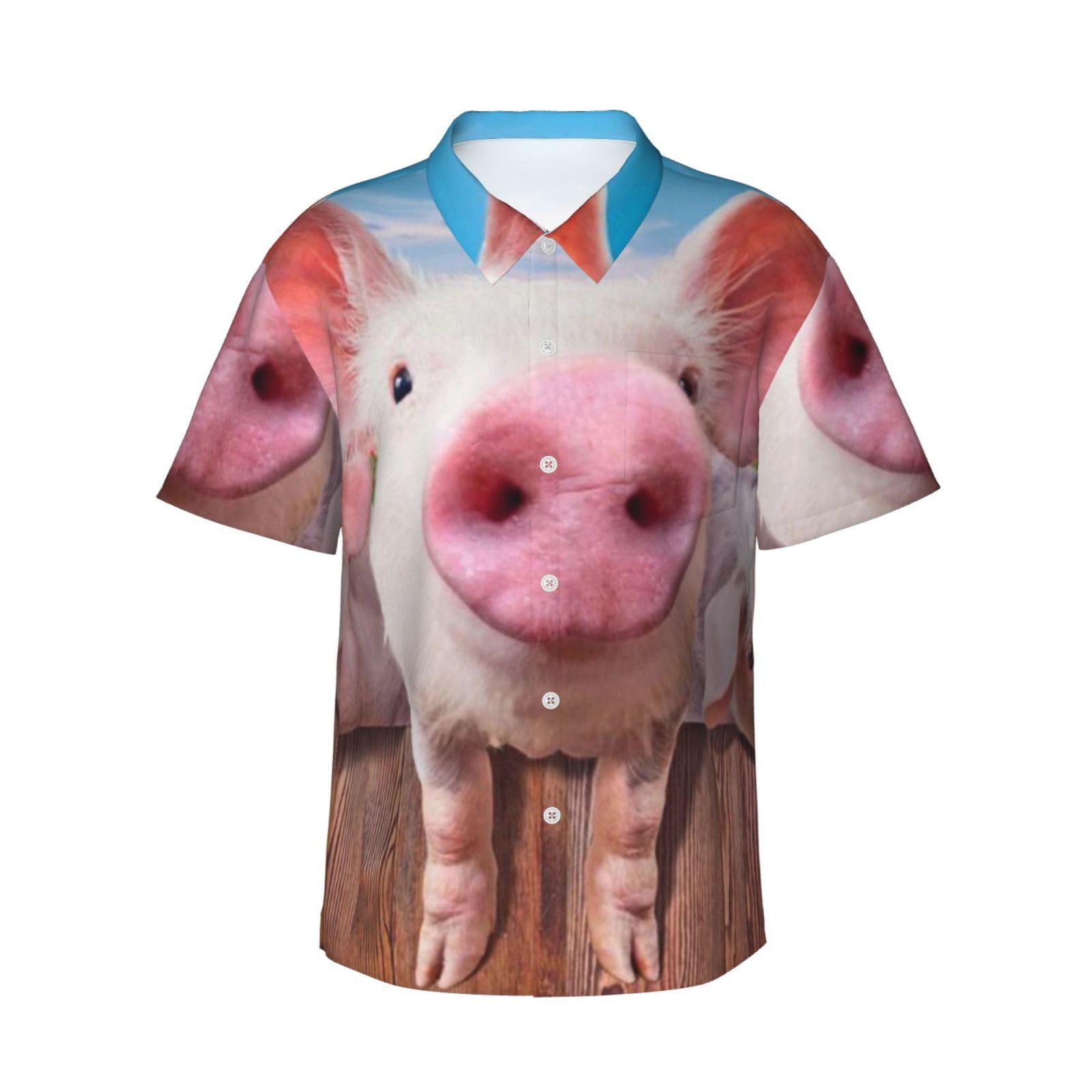 Esasam Men's Funny Cute Pig Hawaiian Shirt Â€“ Tropical Print Button Down Short Sleeve Beach Shirt, Beach Party Shirt, Vacation Shirt, Short Sleeve Shirt, Casual Shirt