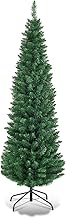GOPLUS Artificial Christmas Tree 150/180/210/240 cm, Pencil Christmas Tree with Metal Stand & Lush Branches, Artificial Christmas Tree for Festival, Parties
