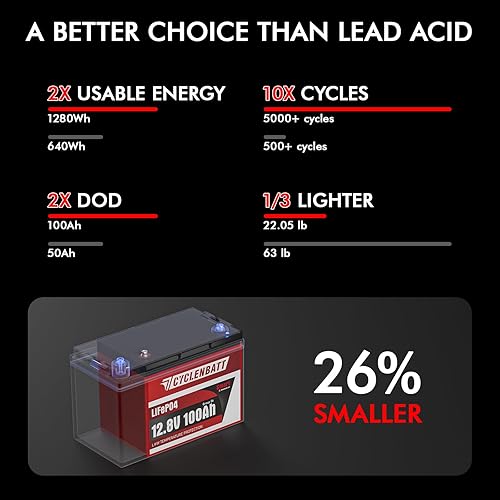 Miniatura 6 de Batería LiFePO4 de 12 V 100 Ah con Bluetooth, batería de litio de 12 V integrada de 100 A BMS compatible con monitoreo en tiempo real, LiFePO4 de 12