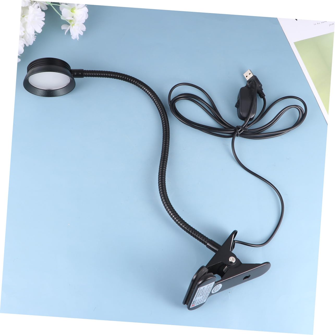 Toddmomy Lampada da Lettura LED Clip 4w, Collo Flessibile, Nero | Alimentazione Usb, Doppia Regolazione Luminosità, Paralume Eye-care, per Leggere a Letto e Usare Tastiera