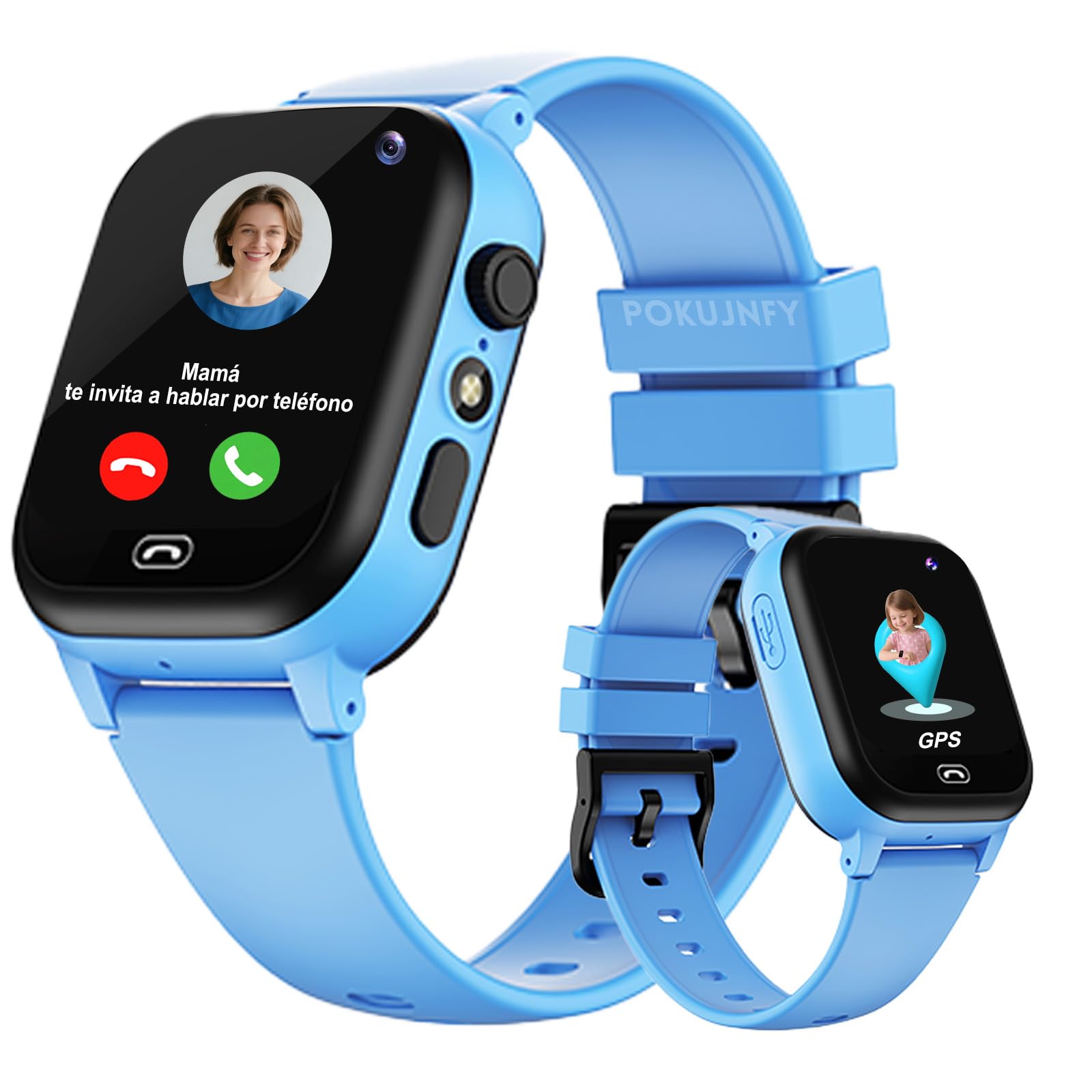 Reloj Inteligente Niño GPS y Llamadas Contactos Chat SOS Juego Modo Clase Reloj Despertador Antorcha IP70 Impermeable Digital Reloj Inteligente Niña Niños Niñas Regalo