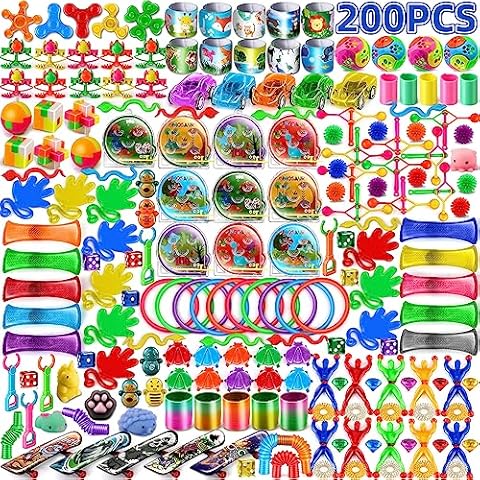 Amy&Benton 200PCS Fidget Classroom Party Favors Prizes for Kids Birthday Goodie Bag Fillers Pinata Fillers Cover