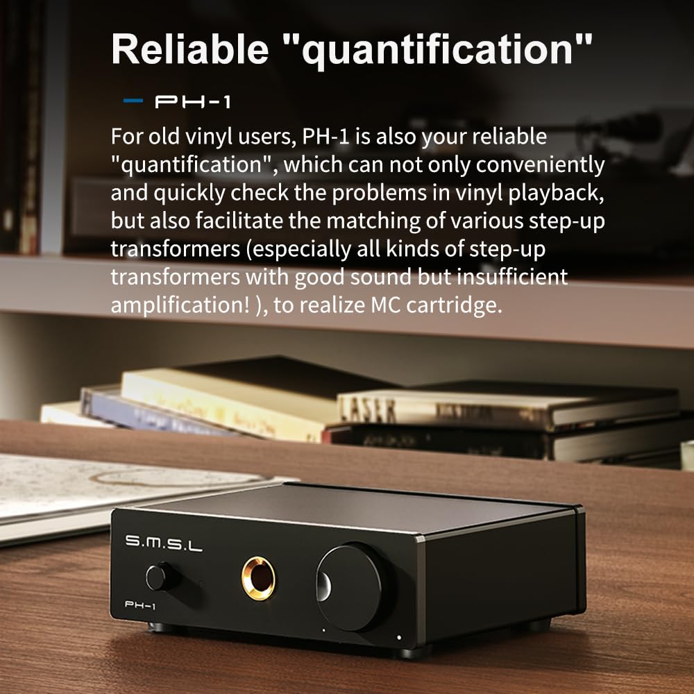 SMSL PH-1 Hi-Fi-Phono-Vorverstärker mit MM/MC-Unterstützung, integriertem USB-DAC für Vinyl-Wiedergabe, hochwertiger Klang