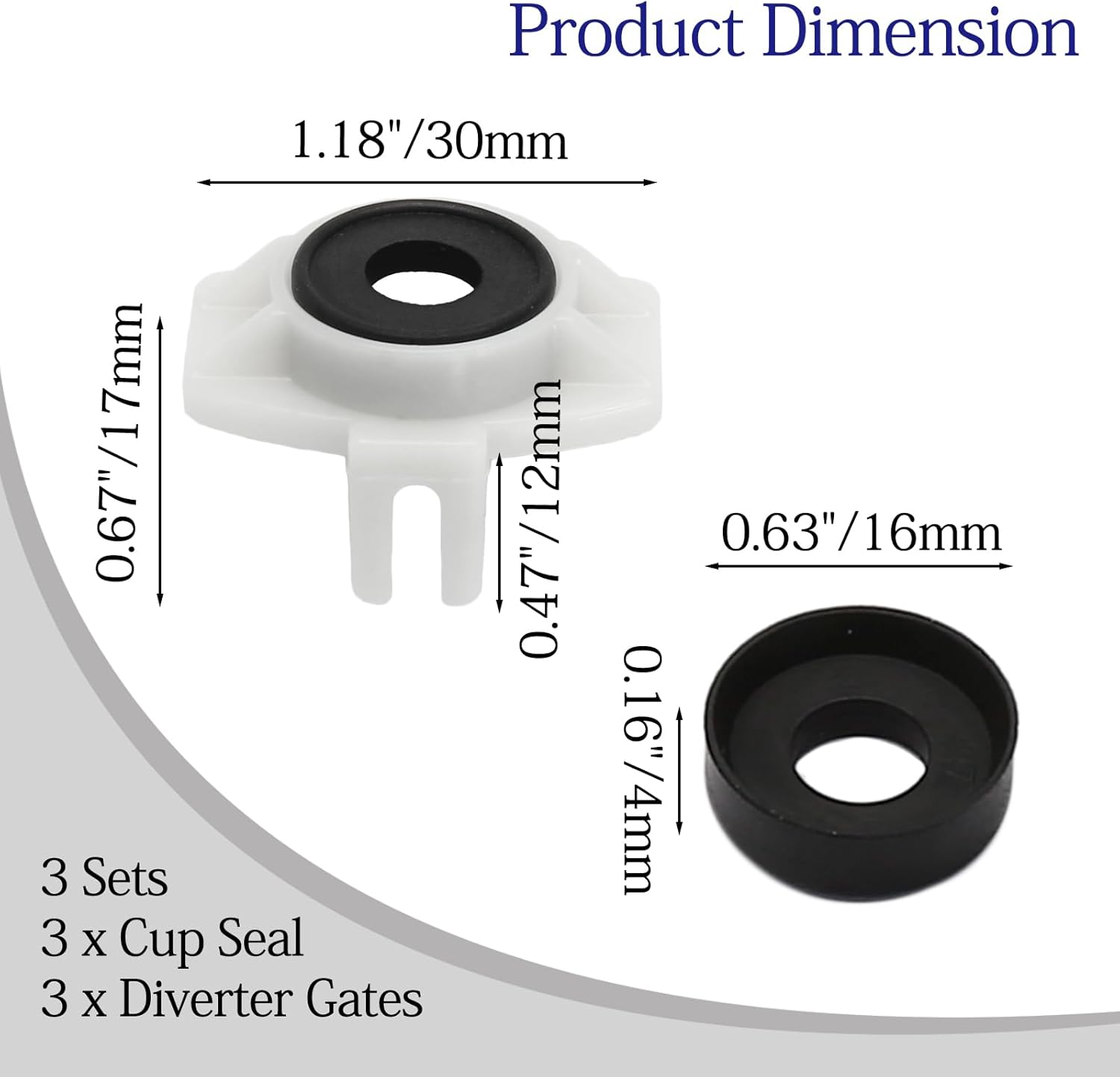 Luomorgo 3 Pcs Cup Seal & Diverter Gate Compatible with Bathtub Spout, Shower Tub Spout Replacement Parts