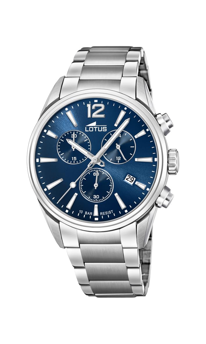 LOTUS Reloj Hombre 18690/1 Chrono Caja de Acero Inoxidable 316l Plateado Correa de Acero Inoxidable 316l Plateado