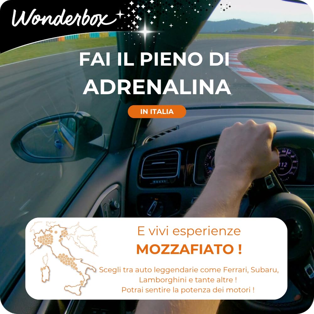 WONDERBOX - Cofanetto Regalo - Adrenalina Motori - per 1 o 2 Persone | 1 esperienza di guida - Più di 1000 attività - Ferrari, Lamborghini, Subaru, Audi