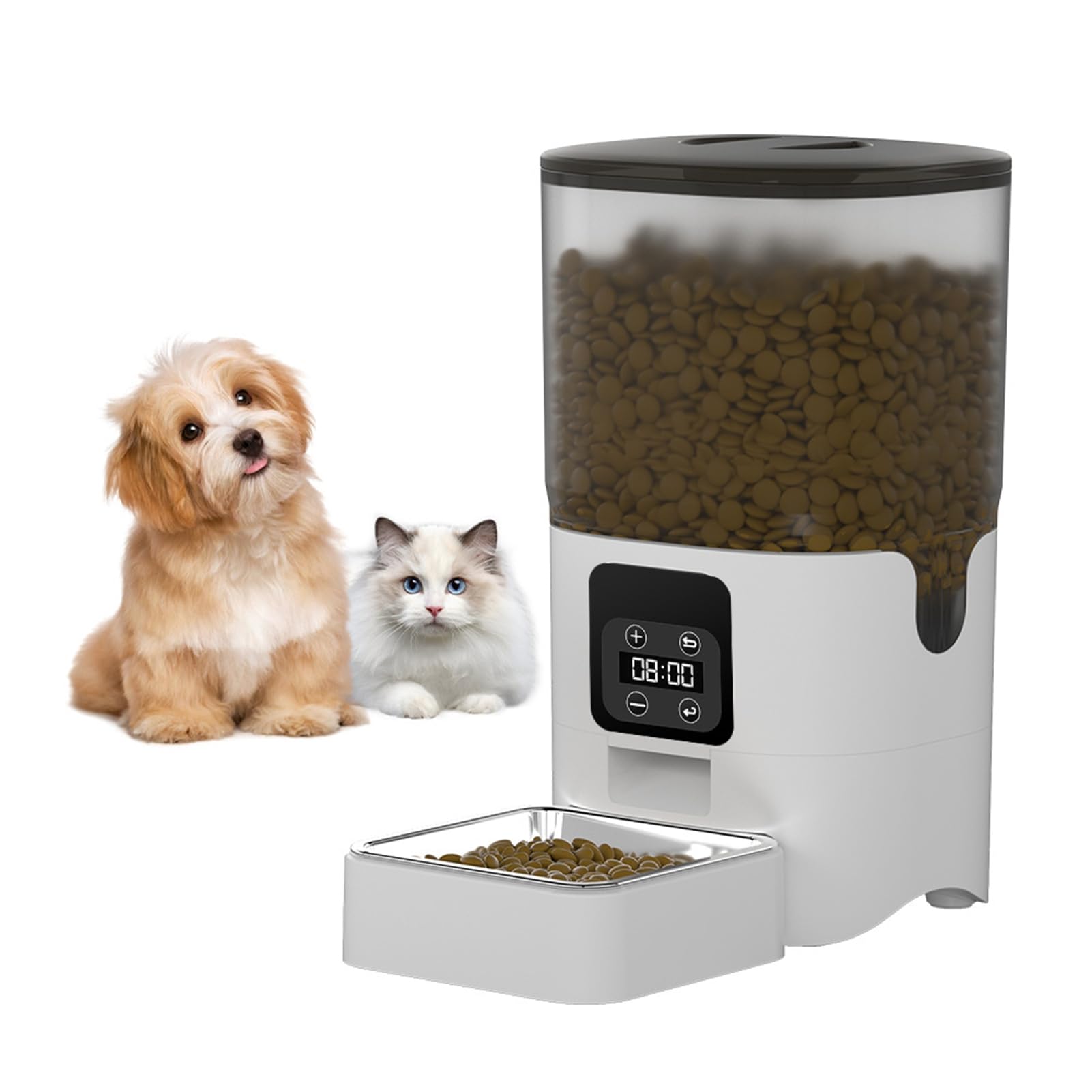 Alimentatore Automatico per Animali Domestici Fotocamera Ad Alta Trasparenza da 6 Litri Doppia Alimentazione per Cani Gatti Design Igienico Audio Bidirezionale 1080P Proprietari di Animali
