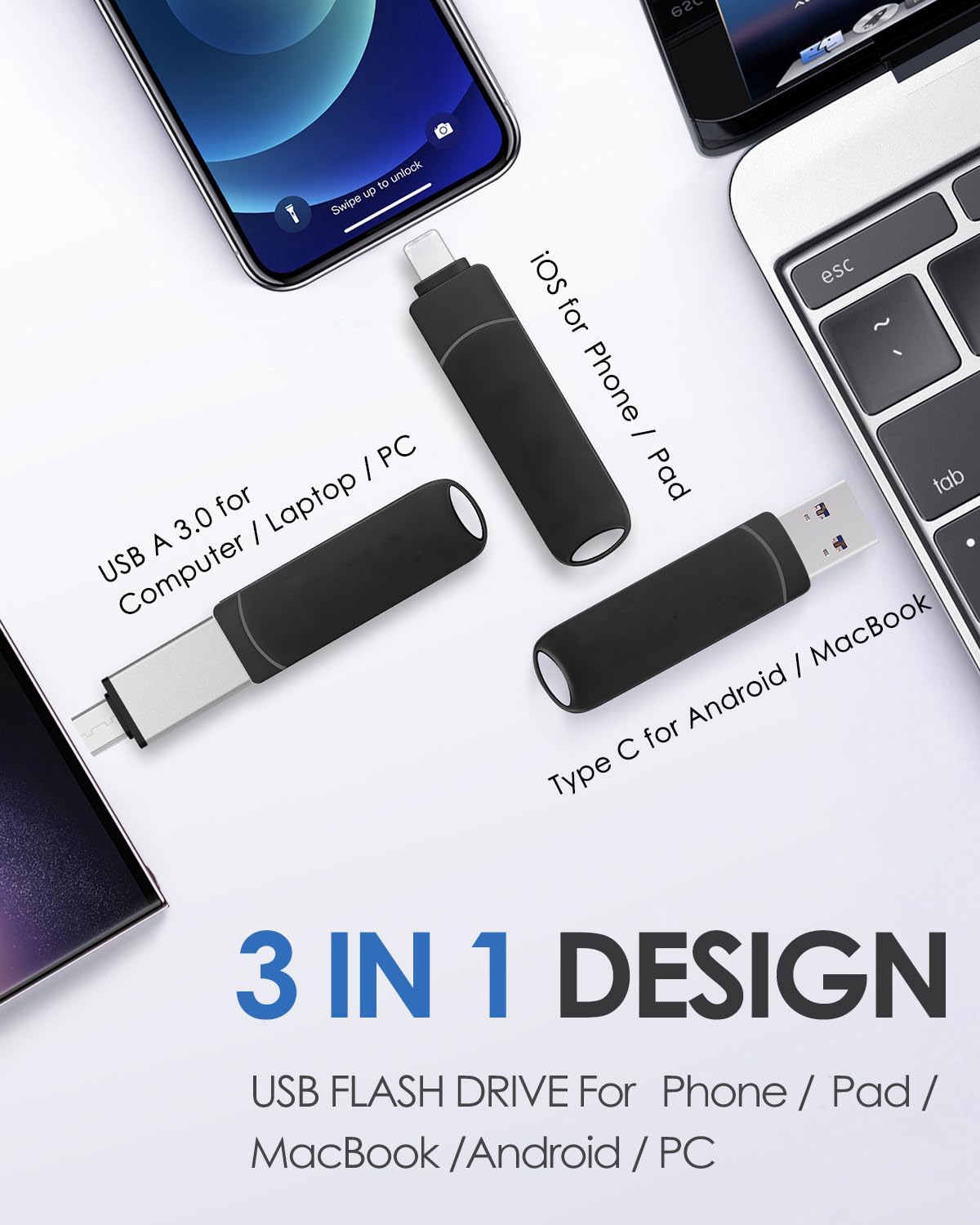 512GB Chiavetta USB iPhone Memoria Esterna iPhone Chiavetta iPhone per Scaricare Foto PenDrive