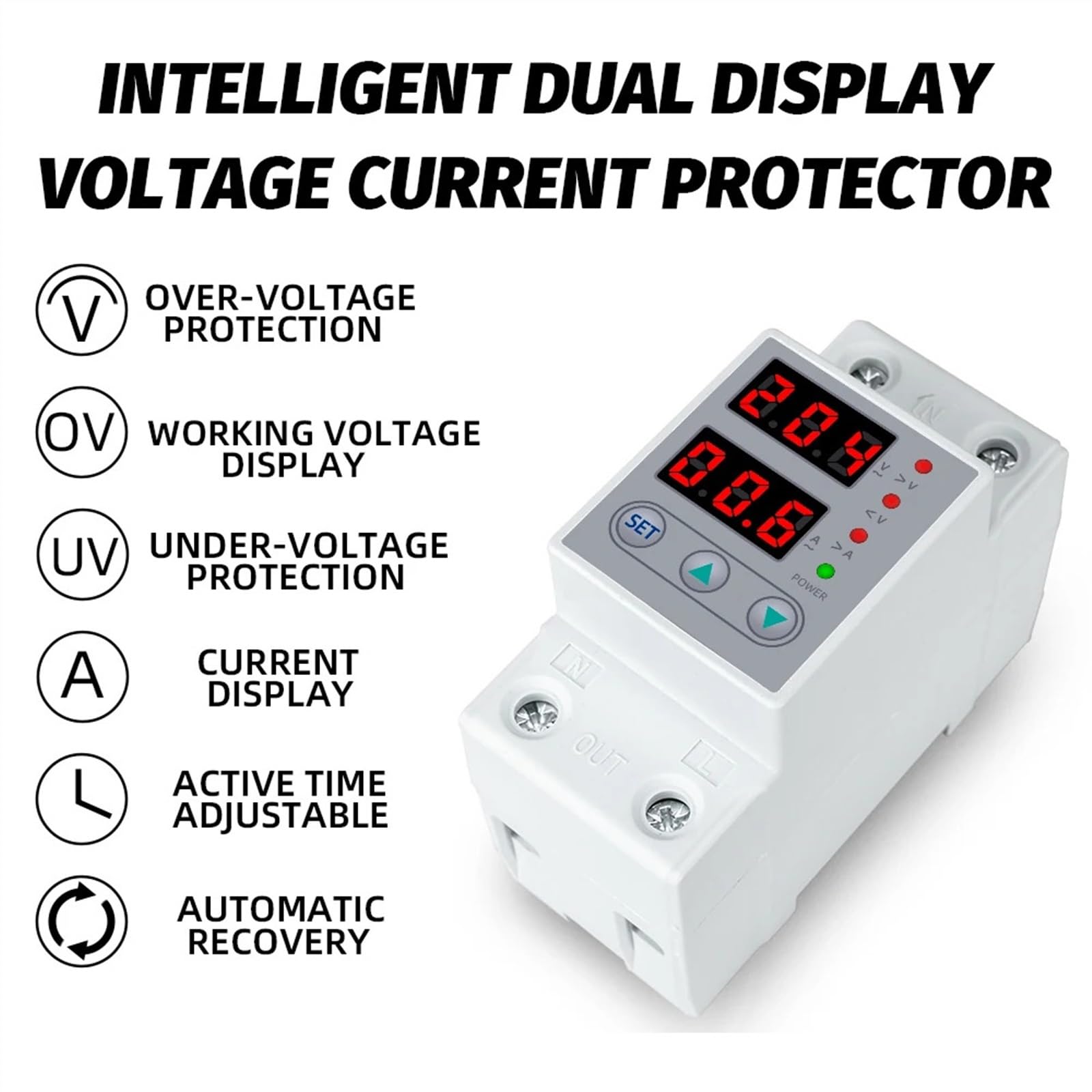 220 V 40/63 A Din Rail Amp Volt Protector regulowany nad napięciem ochrona urządzenia ochrona prądu (40 A)