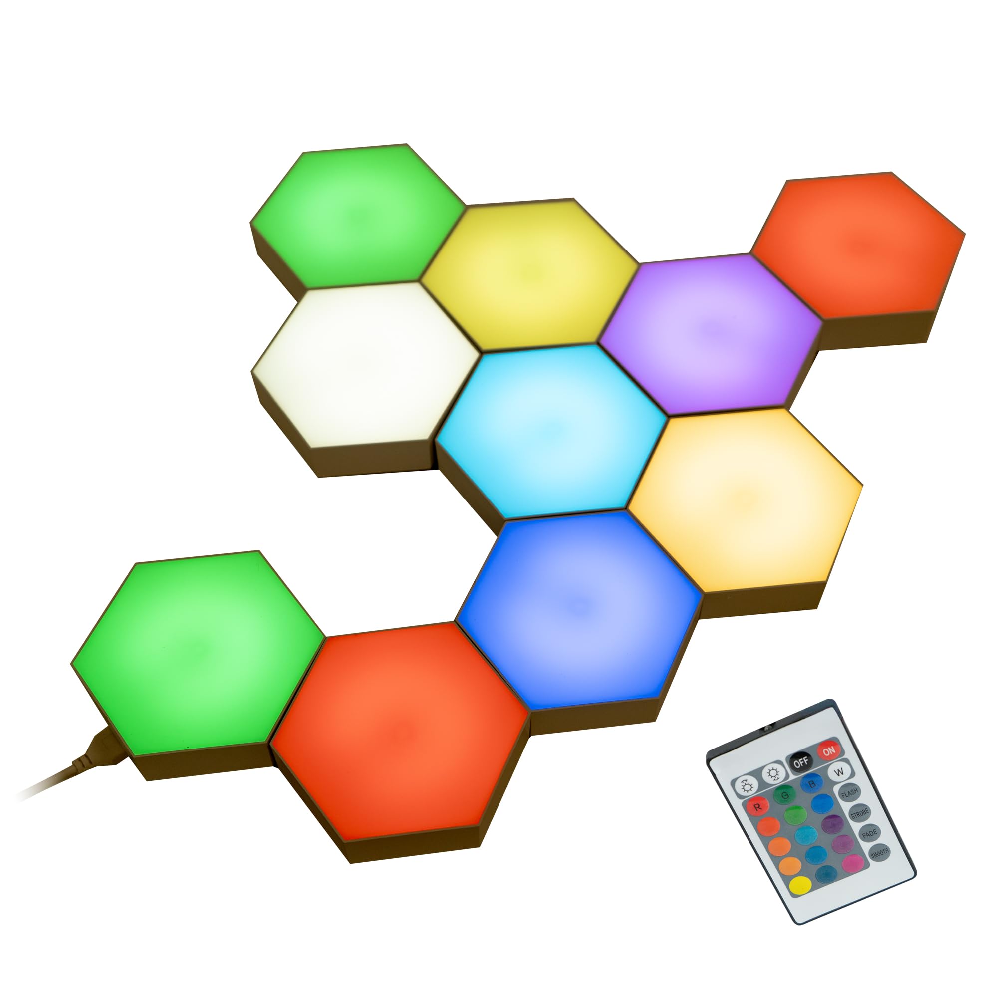 Touch-Sensitive Hexagon Wall LED Lights for Bedroom Set of 10 | Interactive & Modular | Autism-Friendly Sensory Development Lighting | Kids' Room Decor