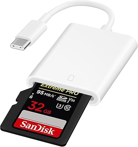 (Certificado MFi) Lector de cámara de tarjetas USB C a SD, lector de tarjetas esbeecables SD para iPhone15, visor de cámara de rastro, adaptador de