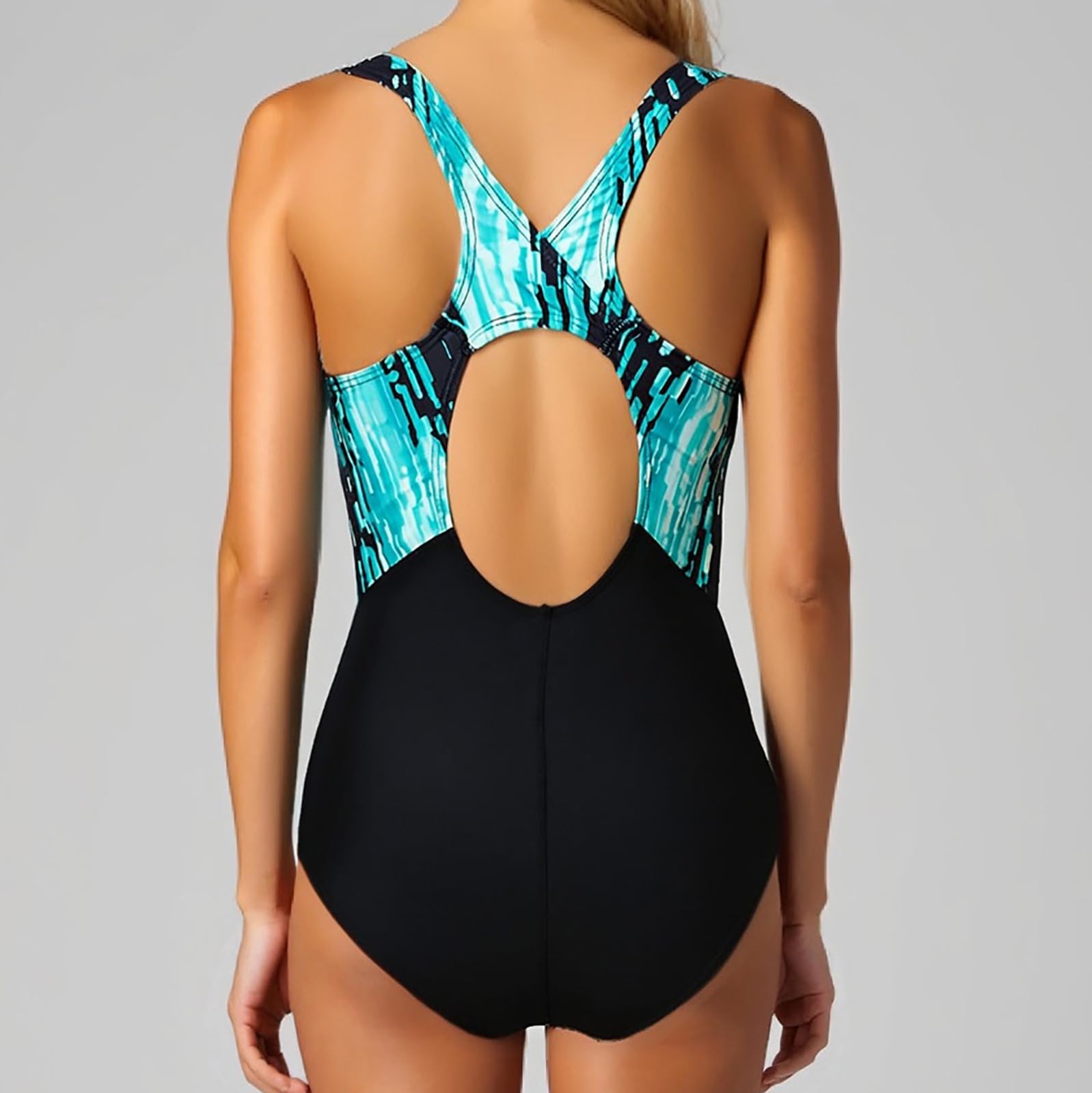 Damen Badeanzug Sport Bademode Bauchweg Einteiliger Badeanzug Sexy Push Up Badeanzüge Swim Suit Monokini Strandmode Damen Einteilige Chlorbeständig Swimsuit für Wassersport Strandmode