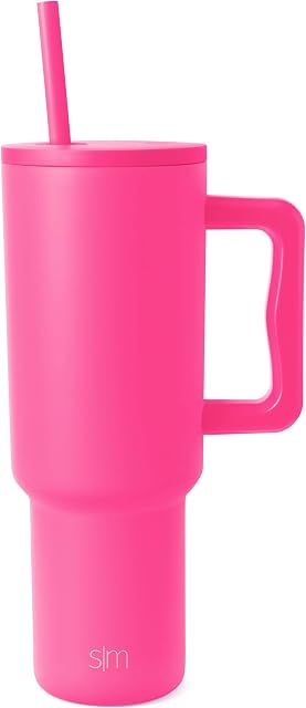 Simple Modern 40 oz Trek Tumbler with Handle and Straw | Insulated Stainless Steel Water Bottle Iced Coffee Cup Travel Mug | 40 oz | Raspberry Vibes