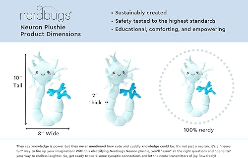 Miniatura 2 de nerdbugs Neuron Plush - Divertido juguete de células cerebrales, regalo de neurociencia y psicología, apoyo de salud mental, decoración de