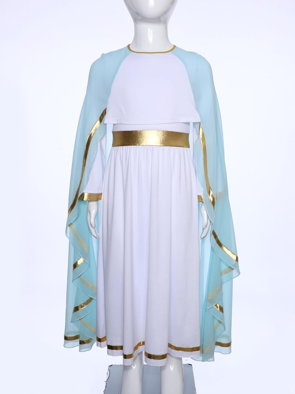 Greek Princess Costume for Girls Long Dress with Cape for Themed Parties Halloween Carnival