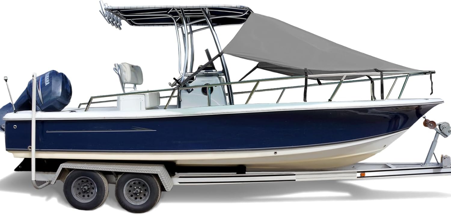 SavvyCraft T-Top Bow Shade, UV Protection Extension 600D Marine Grade Polyester T-Top Boat Bow Area Sun Shade