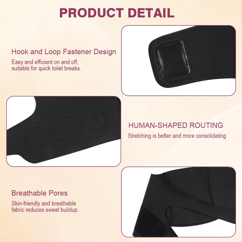 Faja Embarazada sin Costuras, Faja Abdominal Embarazada con Ajustable Hook and Loop, Mujeres Embarazadas Ergonomía Faja Lumbar Soporte con para la Abdomen y Cintura, Negro