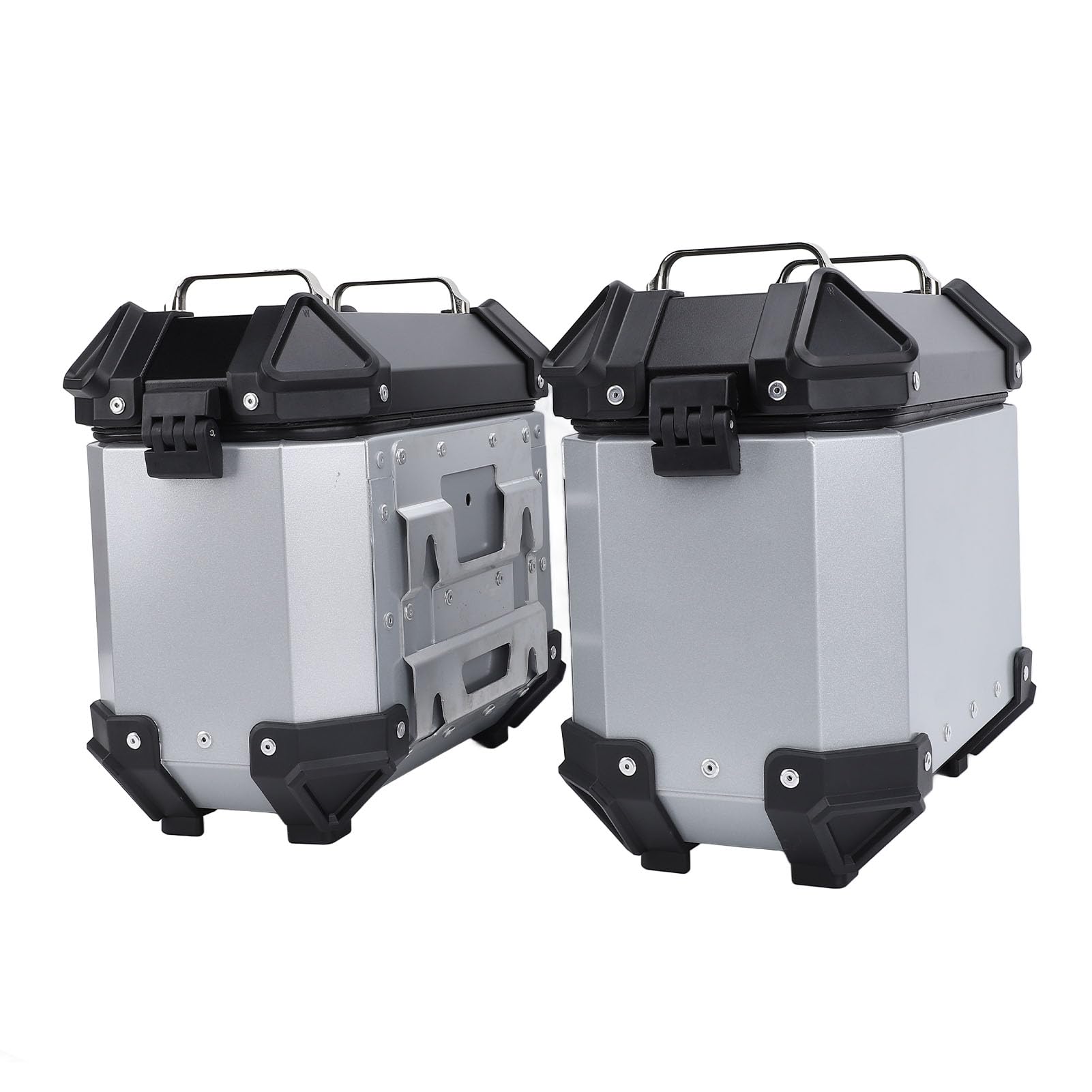 Borsa Laterale per Moto 18L in Alluminio Caso Rigido per Moto con Cerniera Antifurto Maniglia e Rivestimento Termico per Casco e Bagagli Argento