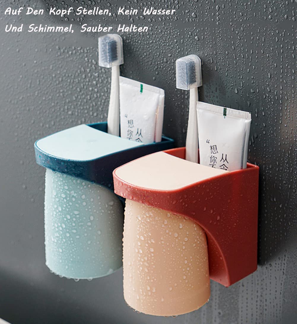 Portaspazzolino Da Parete Senza Foratura - 2 Pezzi Con Supporto Magnetico Per Spazzolini Elettrici (Blu E Rosso) - Foto 12