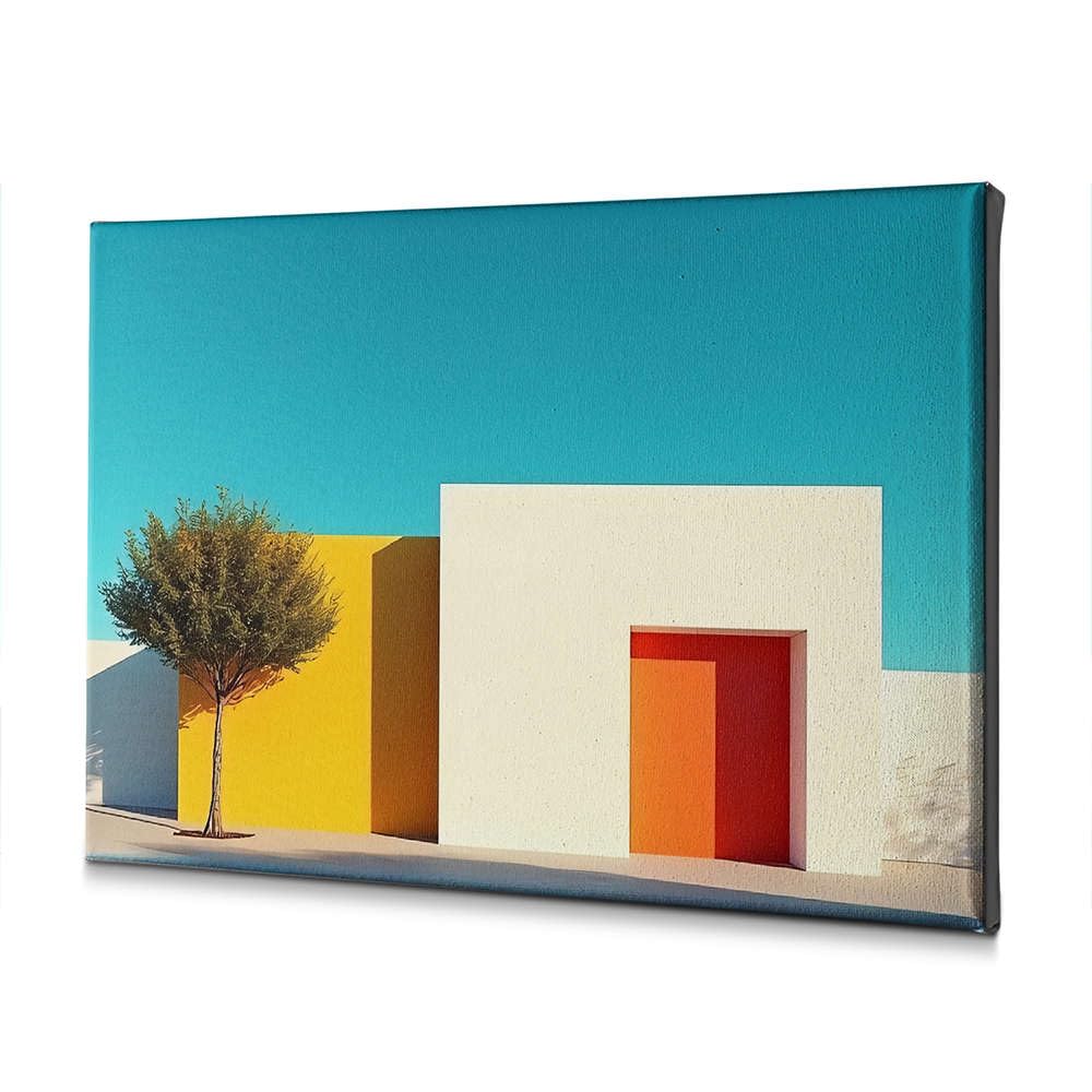Décoration murale architecture coloree et arbre pour chambre zen - 5