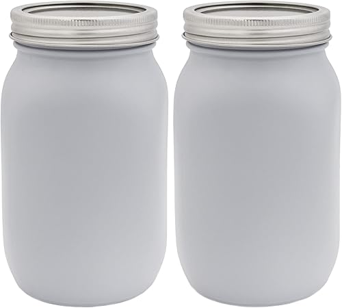 Darware Tarros de masón blancos de granja (juego de 2) decoración del hogar y almacenamiento de boca ancha, pintados en blanco