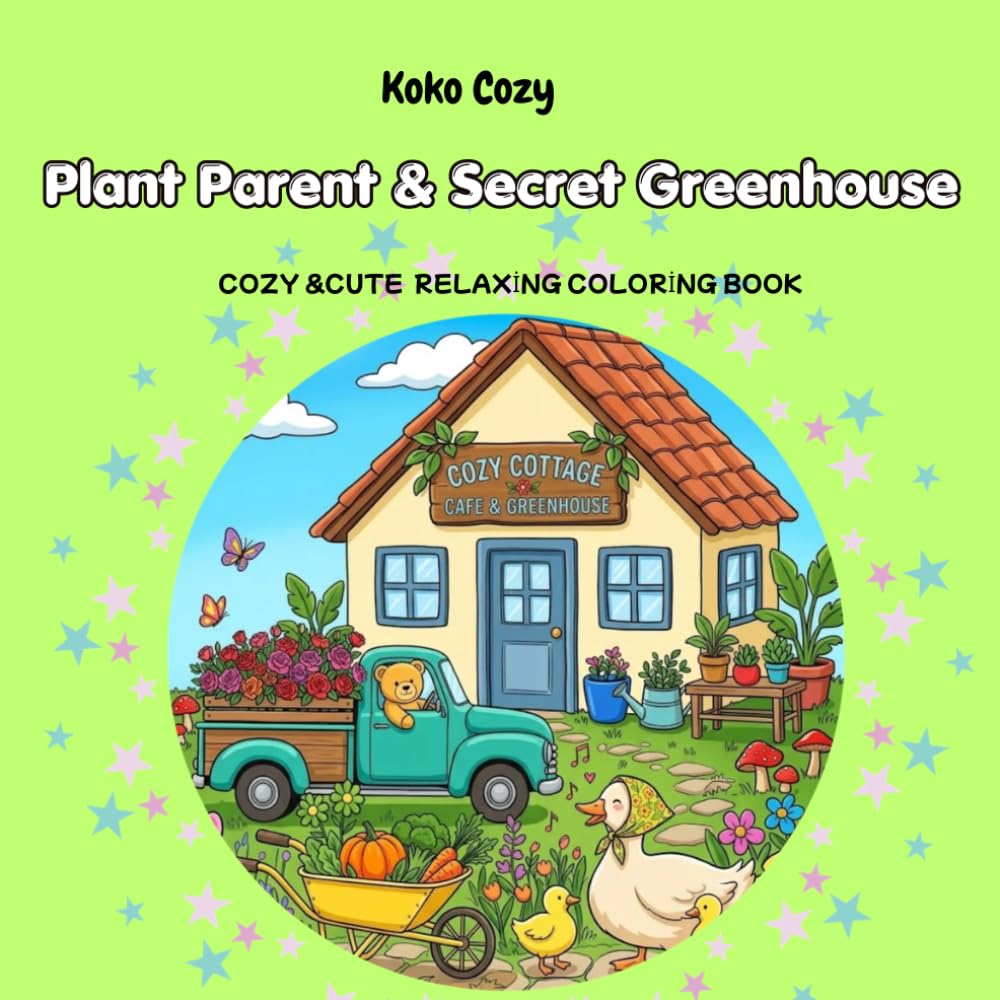 Plant Parent & Secret Greenhouse Coloring Book for Adults and Teens: Cozy Houseplants, Succulents, Terrariums, Botanical Rooms, Cute Cats and Relaxing Garden Scenes (Cozy & Cute)