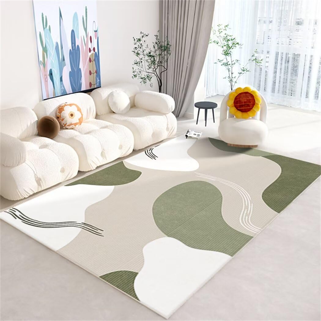 Tapis chambre enfant vert antidérapant et durable lavable de 130x190cm