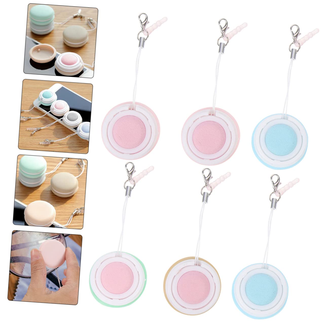 Piezas Limpiaparabrisas Limpiar La Pantalla Del Teléfono Móvil Limpiador De Pantalla Toallitas Para Cristales De Ojos Anteojos Macaron Pp+silicona Lente Paño De Pantalla