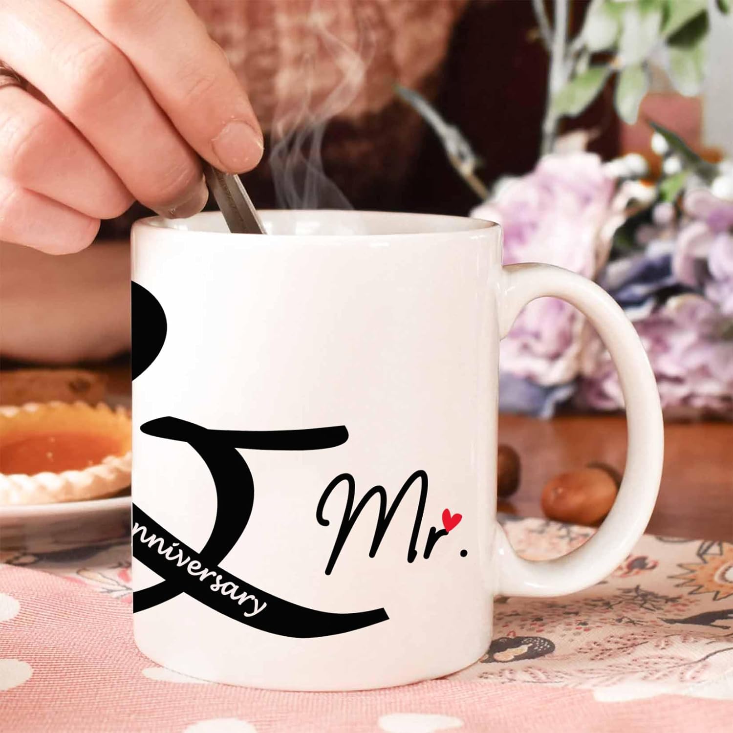 49th Year Anniversary Wedding Gift for Couple, 49 Year Anniversary Coffee Mugs Set of 2, Mr and Mrs Mugs Cup Set 11oz for Men Women Husband Wife Him Her (49 year) - Image 7