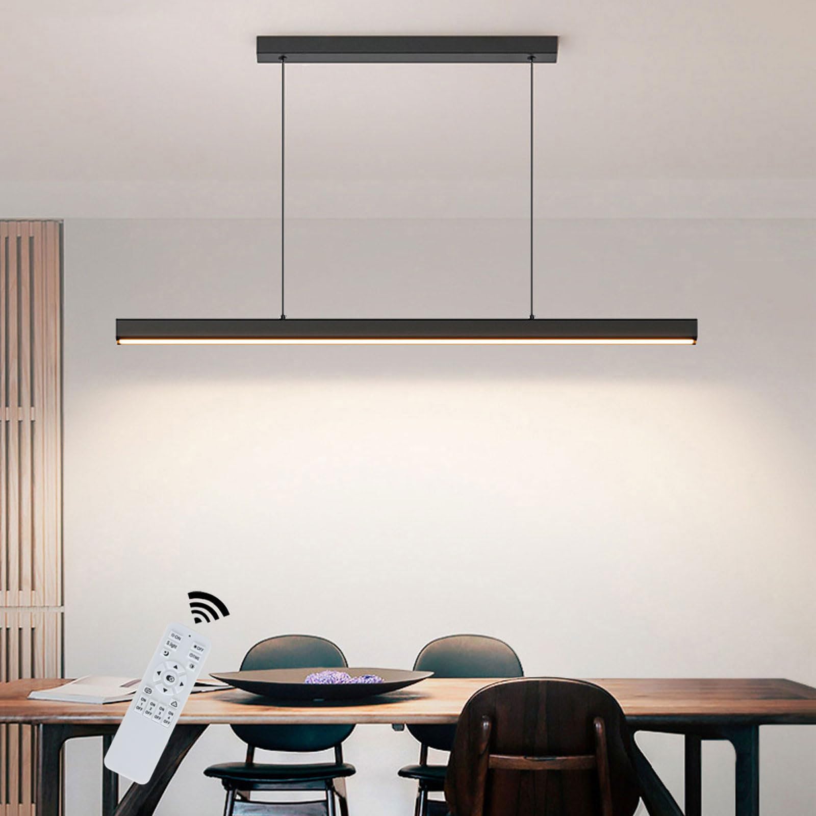 Lampadario LED Sospensione Regolabile - 80 Cm, Nero, Dimmerabile, Per Sala Da Pranzo E Cucina - Foto 2