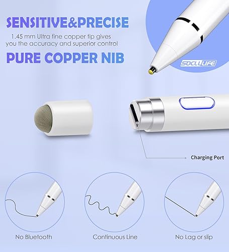 Miniatura 4 de Lápiz óptico activo para pantallas táctiles, doble punta para dibujar y escribir, lápiz digital universal de alta precisión para A-pple i-Phone