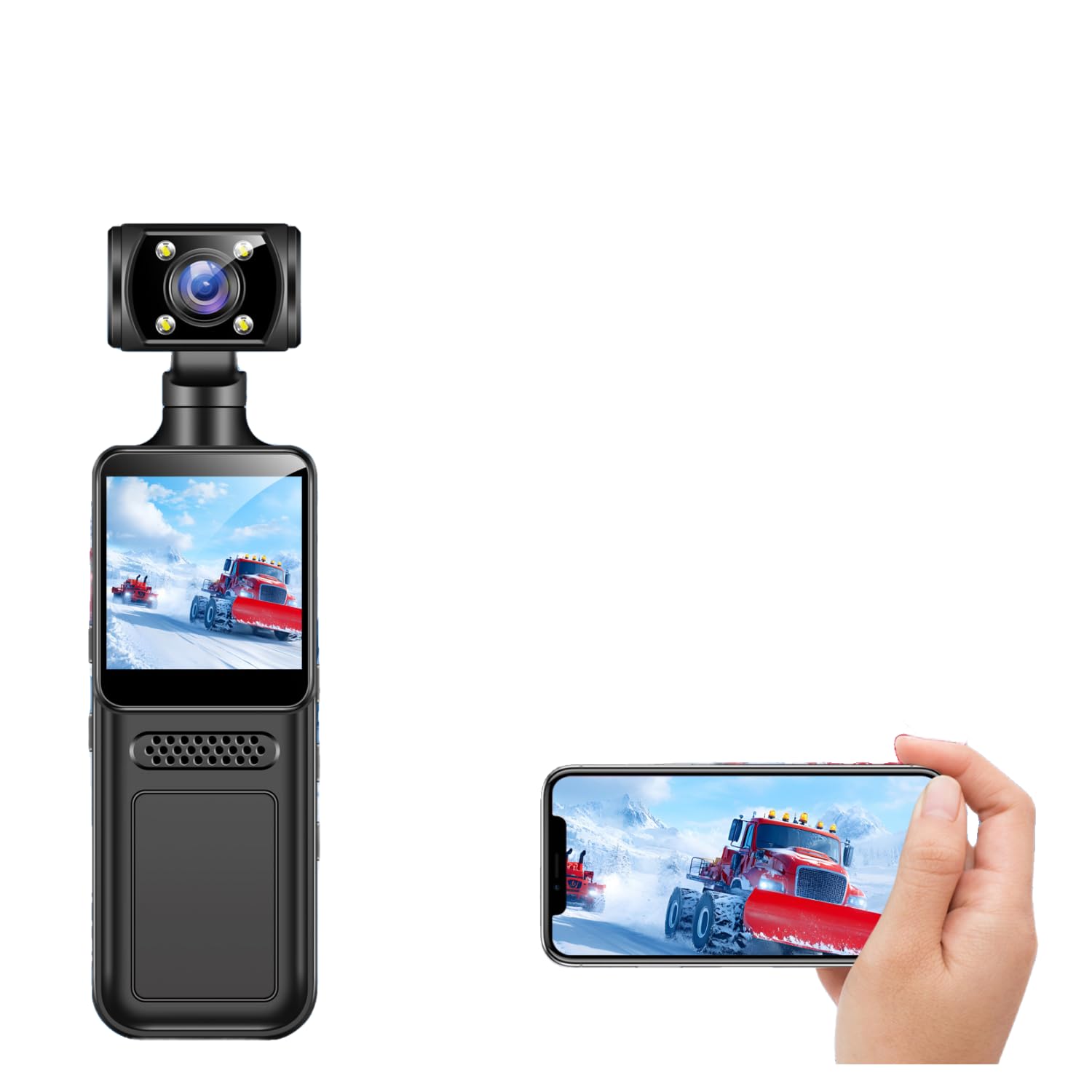 Tosuny Camera D'azione WiFi 4K 40MP, Videocamera Video Portatile con Schermo da 1,3", Lenti Rotanti a 180°, 135° Ultra Largo, Controllo delle App, Videocamera Vlogging per Viaggi
