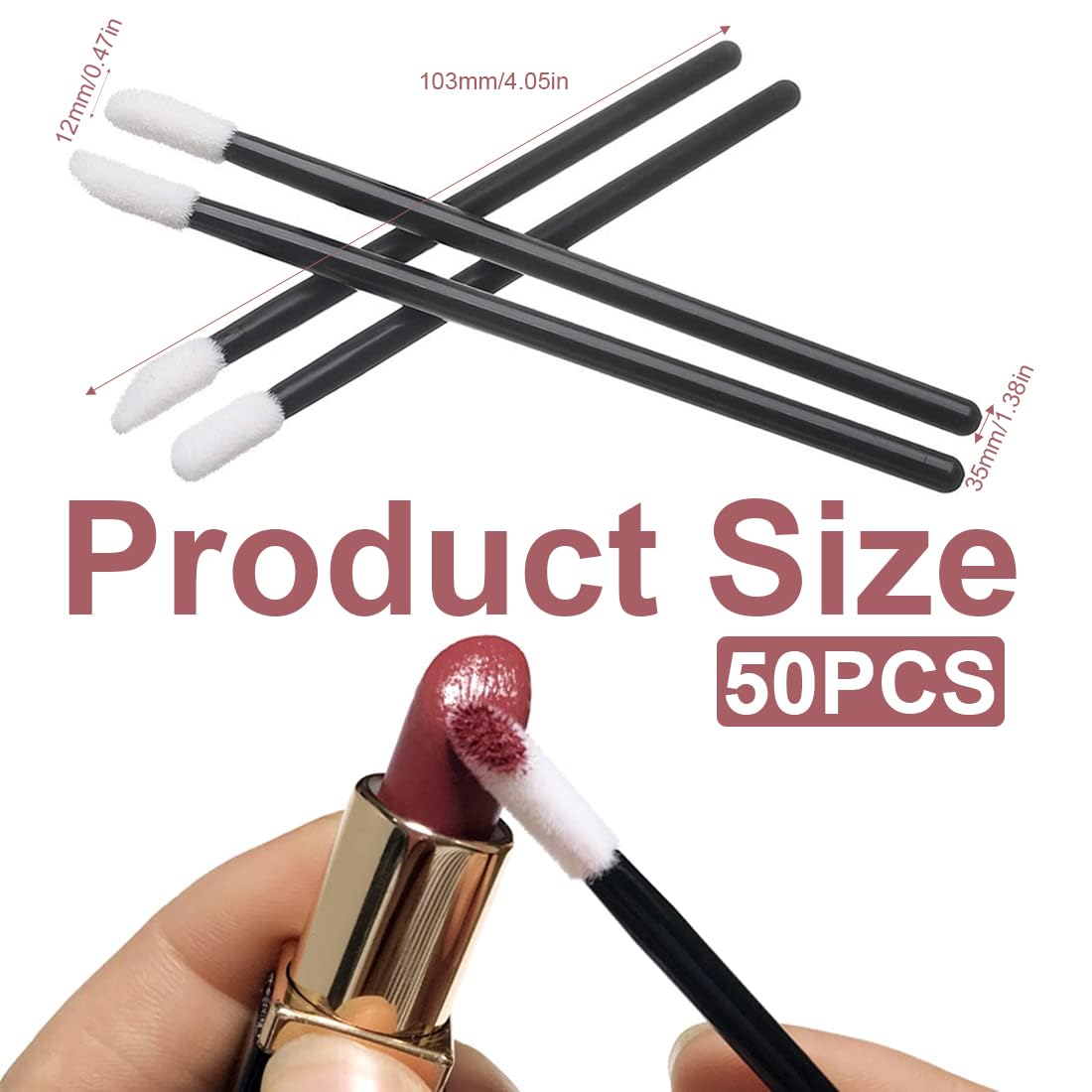 50 pezzi Pennelli Labbra Multifunzionale, Usa e Getta, Monouso, Lip Gloss Applicatore Bacchette, Applicatore Bacchette Makeup Tool per Dettagli per Sopracciglia, Labbra
