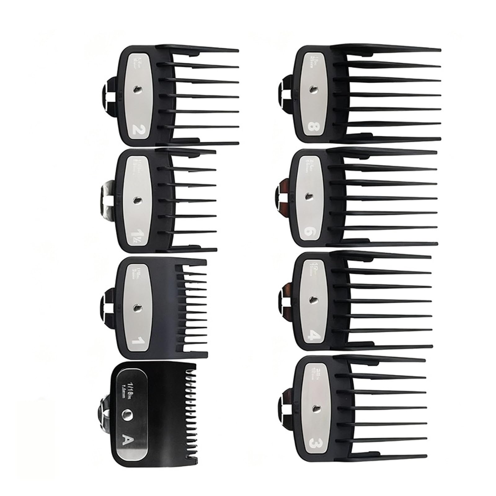 Pettine Guida Limite For Tagliacapelli Professionale, Compatibile Con Keimei, Pettine Guida Taglio Universale For Tagliacapelli Pettine Limite Strumenti For Taglio Di Capelli(Metal-8Pcs(1.5-19mm))