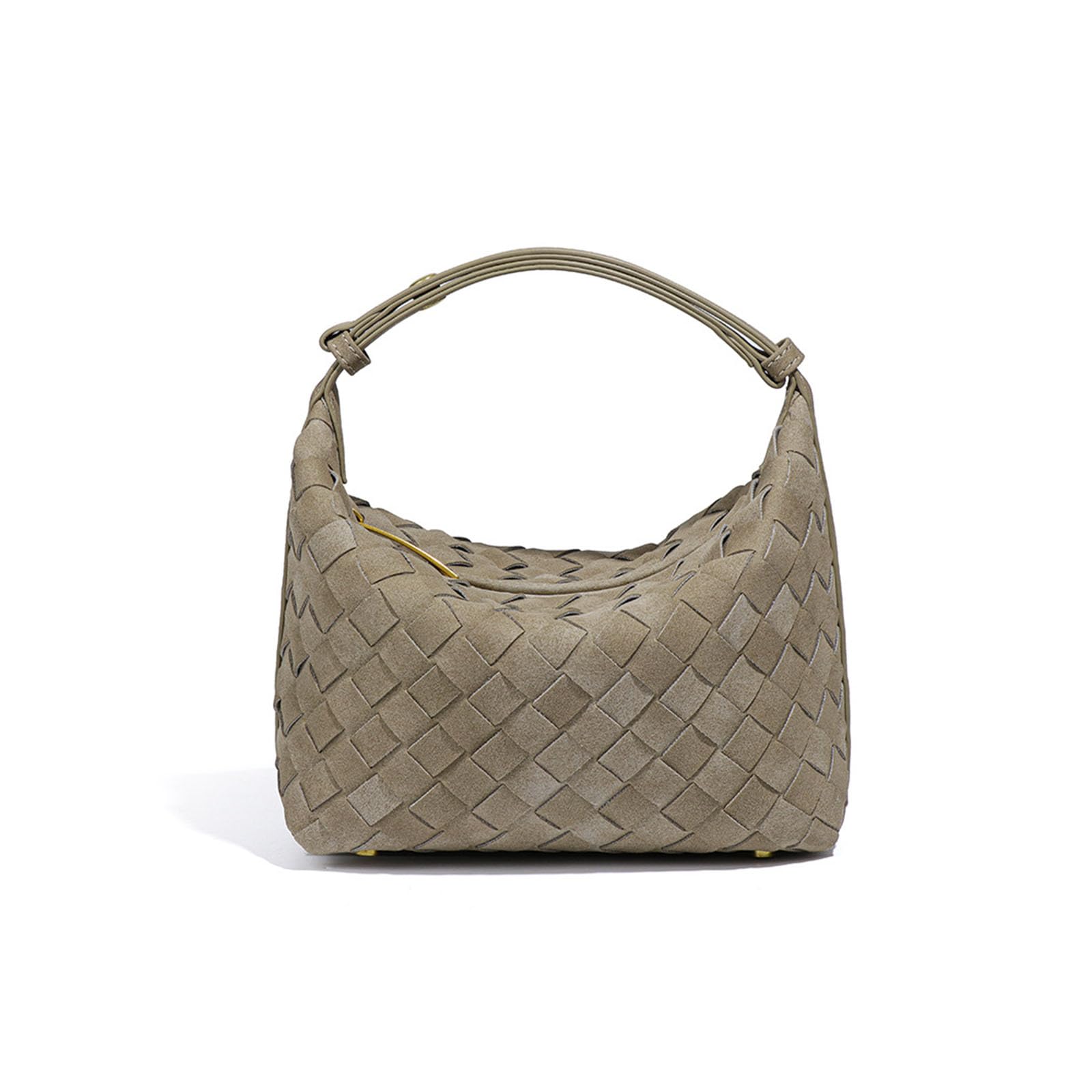 Luxurious Suede Hobo Bag - Women's Woven Leather Shoulder Bag with Spacious Interior (Pine Tea color)