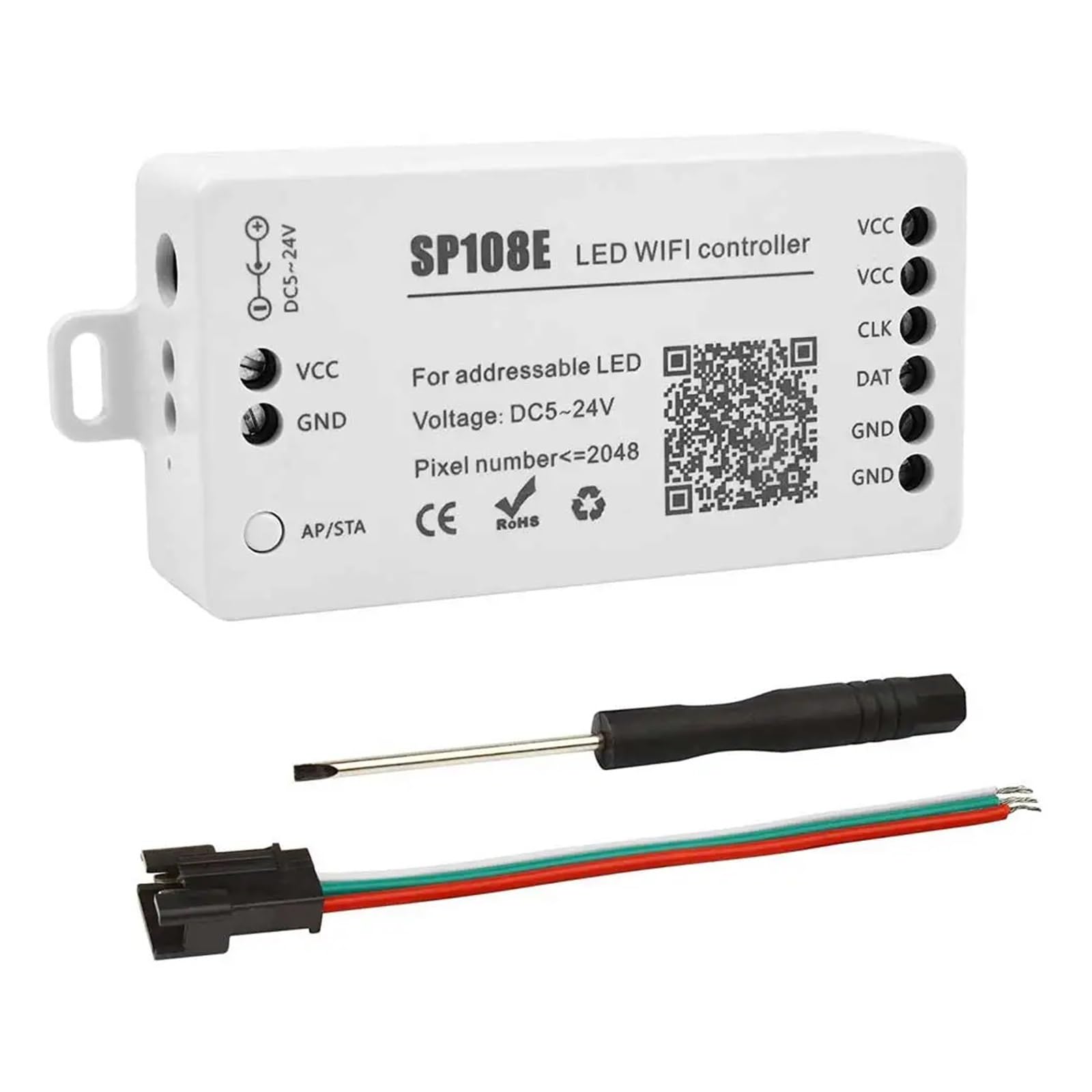 Contrôleur intelligent SP108E ruban led rgb adressable boîtier dc5-24v spi