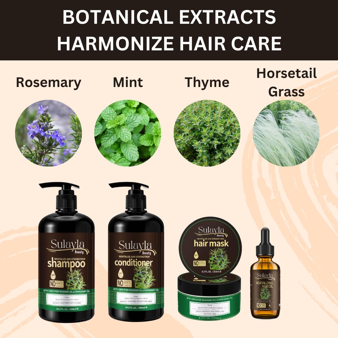 Sulayla Beauty Revitalizing Hair Oil -100% Pure and Natural for Silkier stronger Hair - Contains Rosemary and Peppermint Oil - 30ml - Image 2