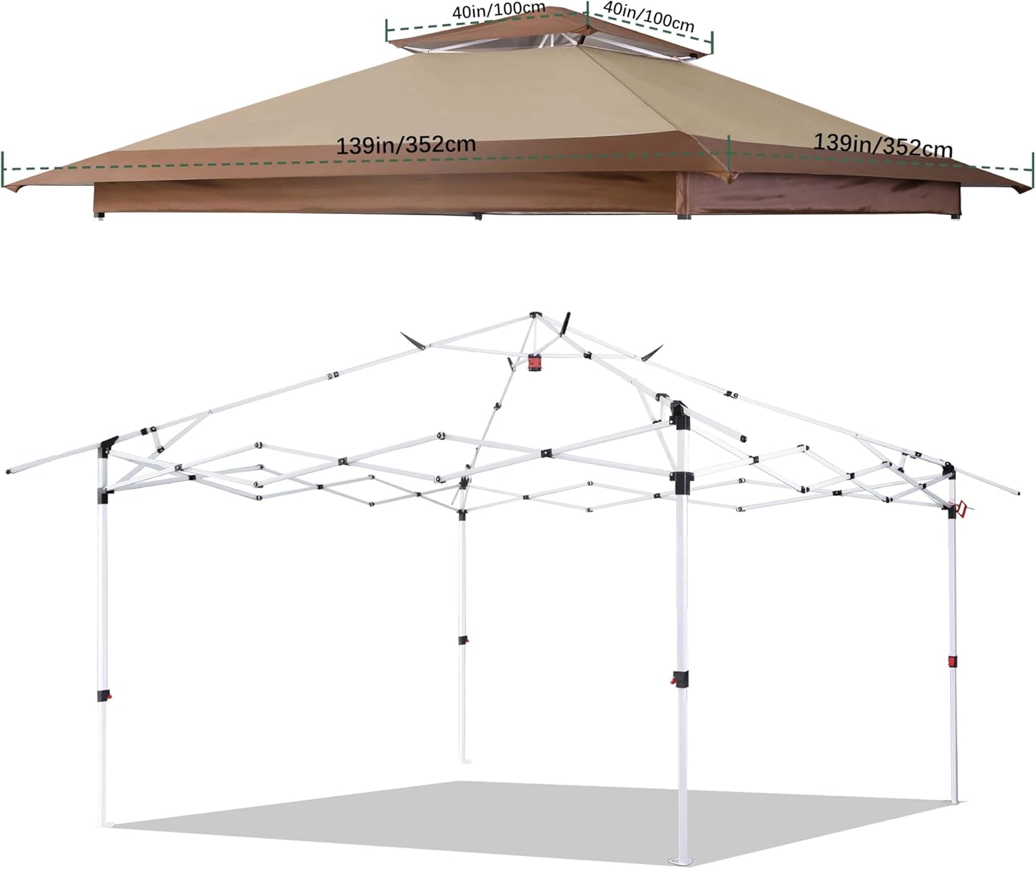 Canopy Replacement Top Compatible with OUTFINE 12'x12' Gazebo, Canopy Cover ONLY,(Khaki/Brown)