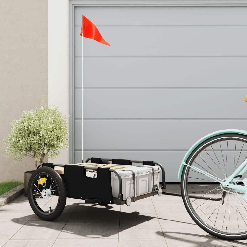 Remorque de vélo en tissu Oxford orange et fer revêtu par pulvérisation, avec réflecteur et pneus robustes pour le transport, les excursions, le camping et les courses