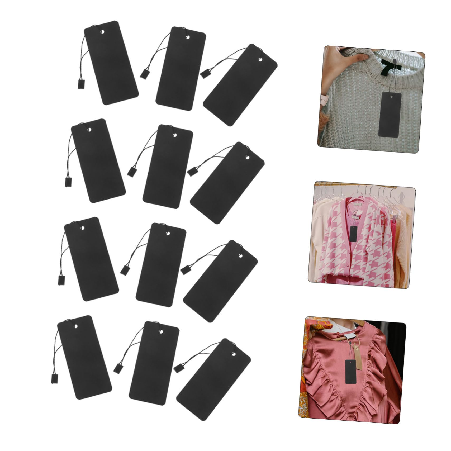 Gadpiparty Lot De 600 Étiquettes Pour Vêtements Étiquettes En Papier À Suspendre Sans Ficelle Personnalisées Pour La Vente Détail Clés Colorées En Polyester Noir