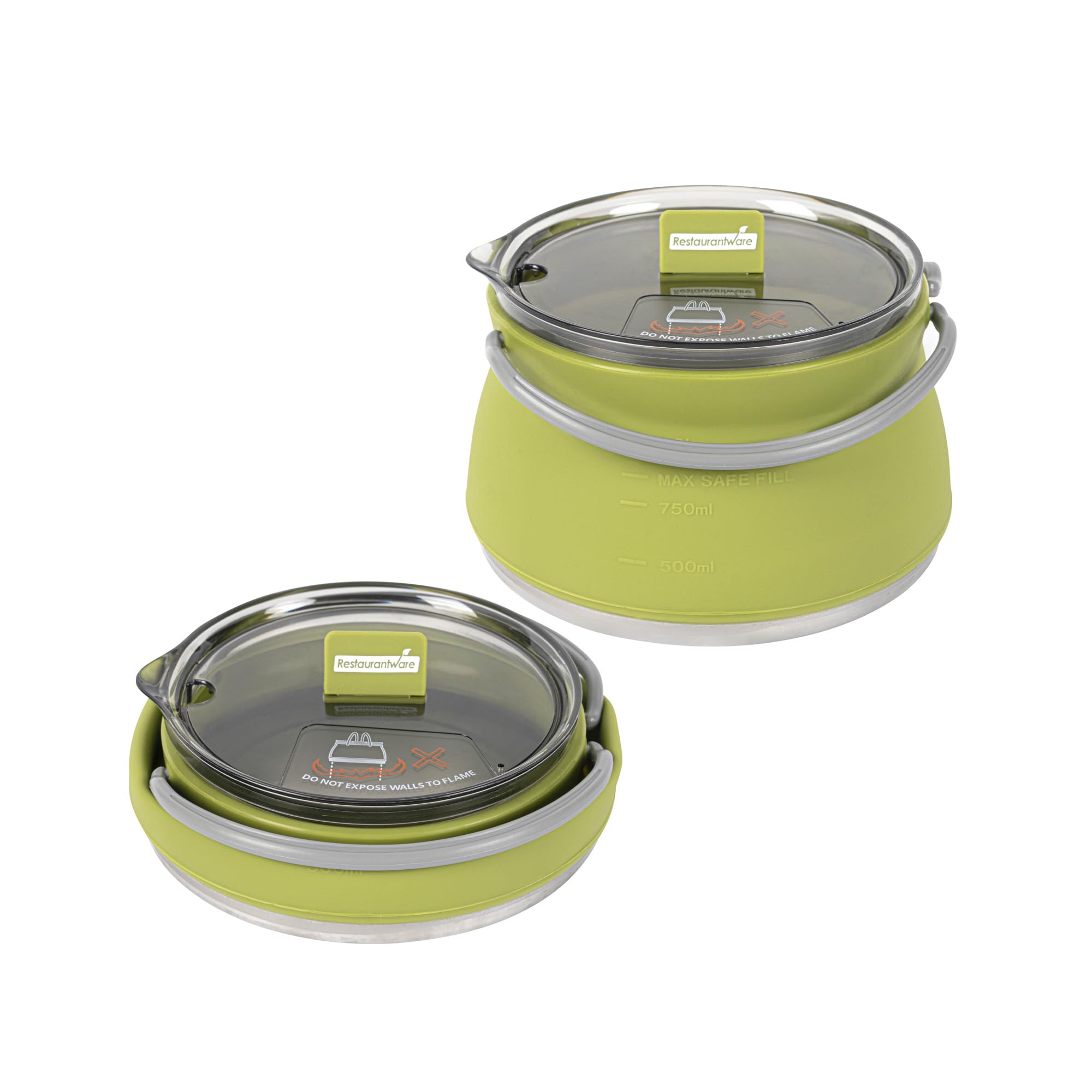 Restaurantware Collapsible 1 L Green Silicone Kettle with Lid, 1 Count