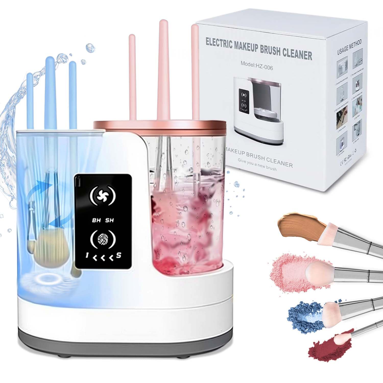 3 IN 1 Electric Makeup Brush Cleaner Machine With Makeup Brush Dryer Holder Portable Automatic USB Cosmetic Brushes Cleaner Tool for All Size Beauty Makeup Brush Set,Contour, Eyeshadow, Blush Brush