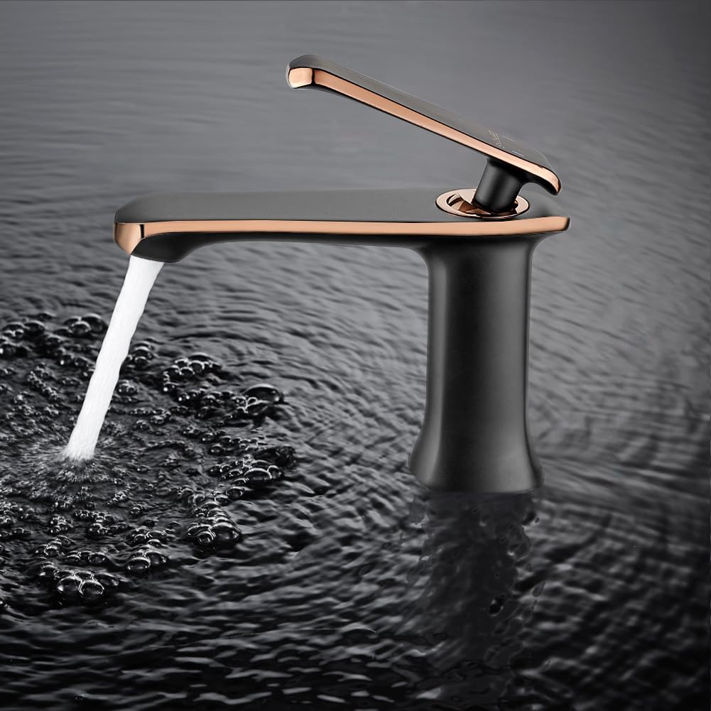 GRIFEMA G1001B Lyon - Grifo de Lavabo Negro Mate, Monomando de Baño en Aleación de Metal con Cartucho de Cerámica y Sistema de Instalación Estándar