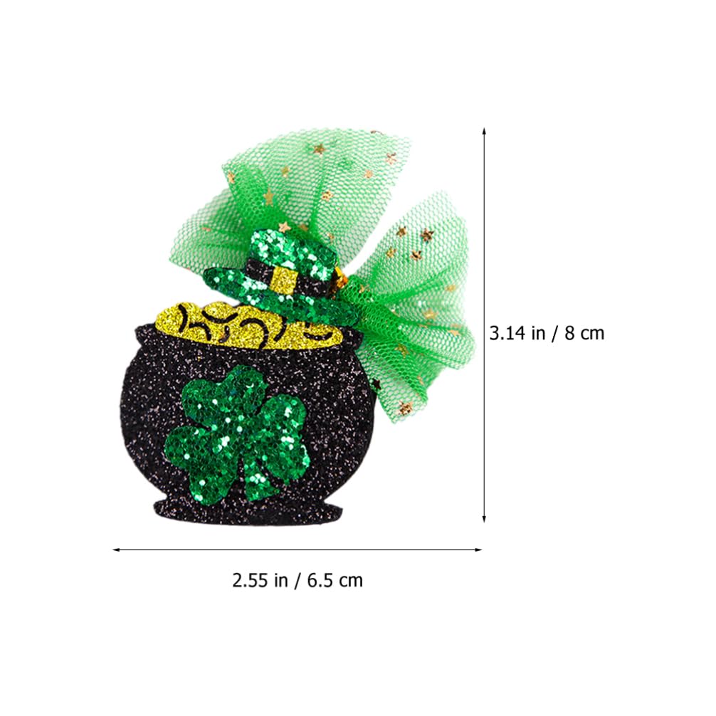 FRCOLOR 6Pcs Glitter St. Patrick's Shamrock Hair Pins Green Irish Holiday Hair Clip Party Hairstyle Decorations for Women Girl - Image 3