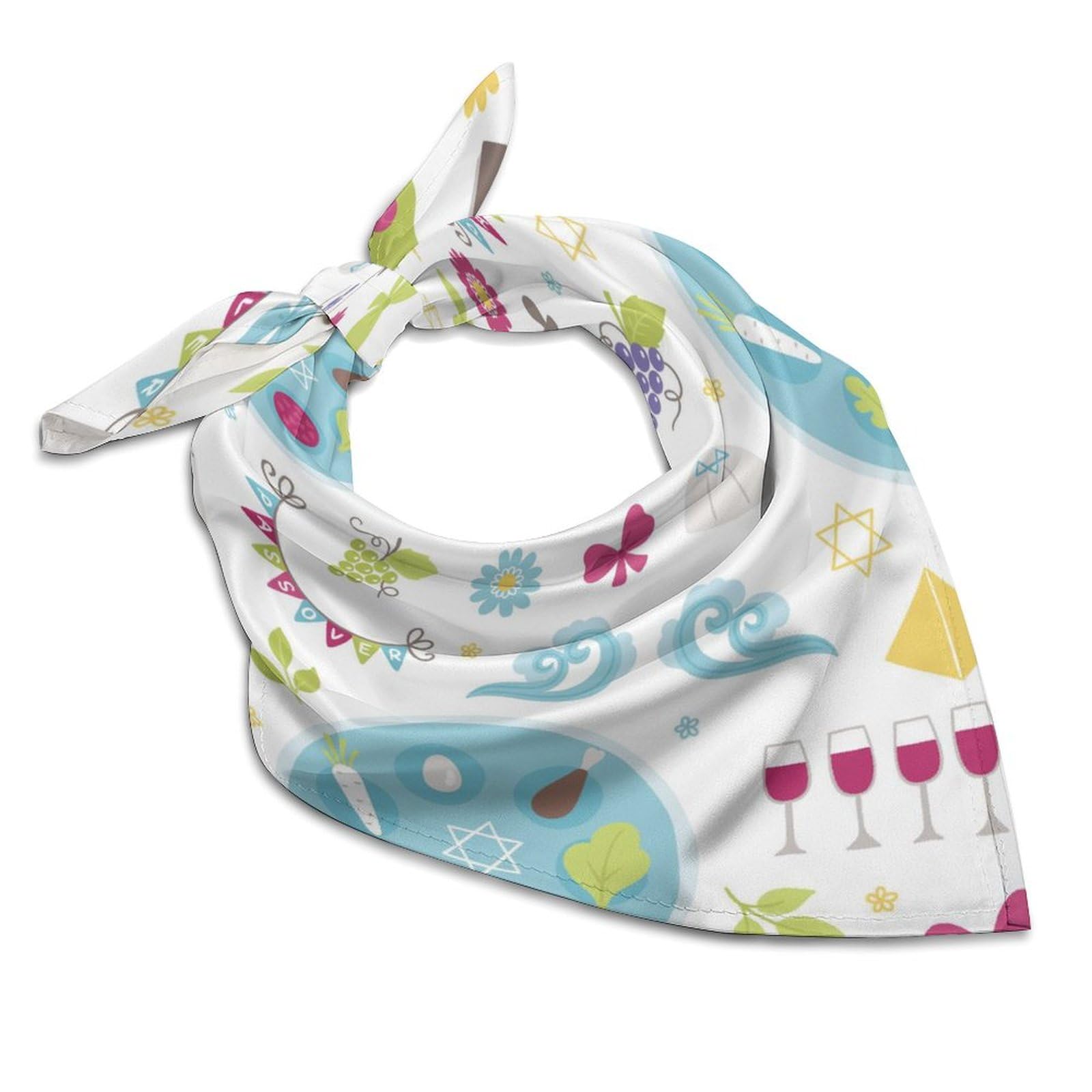 Csemeie Happy Traditional Jewish Passover Bandana Hair Scarf Headband Adjustable Neckerchief for Men Women Decor
