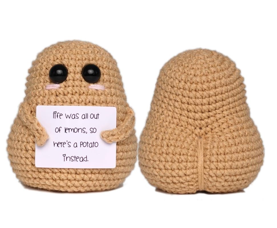 Emotional Support Knitted Toy Handmade Emotional Support Cucumber Crochet Toys Positive Life Potato Desk Decor Funny Plush EDC Gadgets