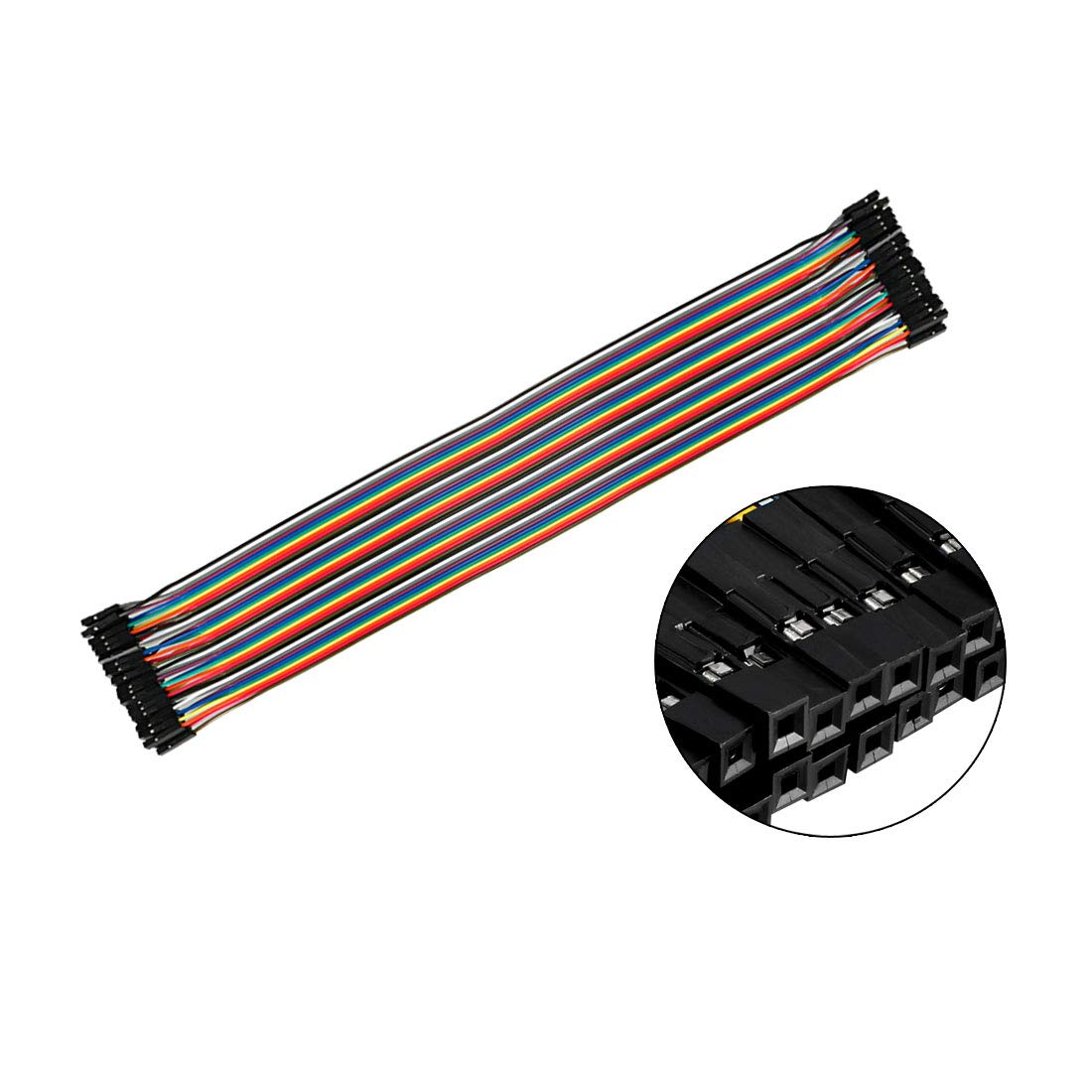 Sourcing Map 40Pin Female To Female Breadboard Jumper Wires - 2.54mm Pitch, 50cm, 3 Pack
